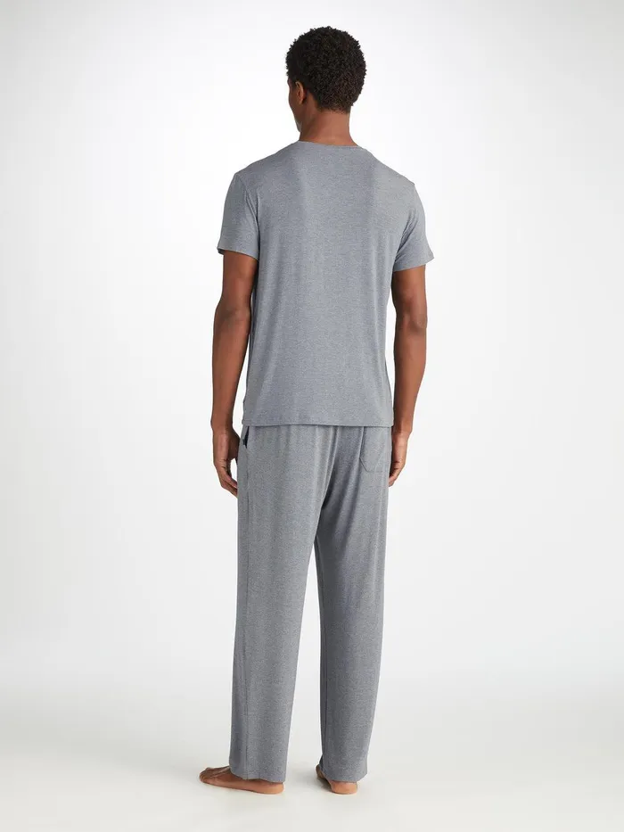 Derek Rose TShirt Marlowe Micro Modal Stretch Charcoal Men Short Sleeve TShirts
