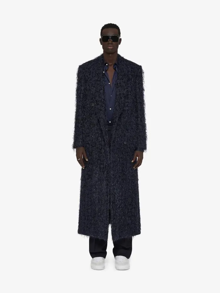 Double Breasted Coat In Monogram 72 Fancy Jacquard Dark Blue Men Givenchy Coats and Jackets