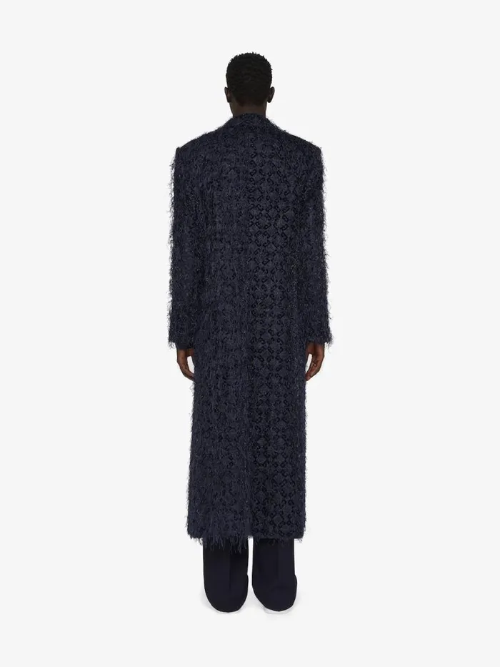 Double Breasted Coat In Monogram 72 Fancy Jacquard Dark Blue Men Givenchy Coats and Jackets
