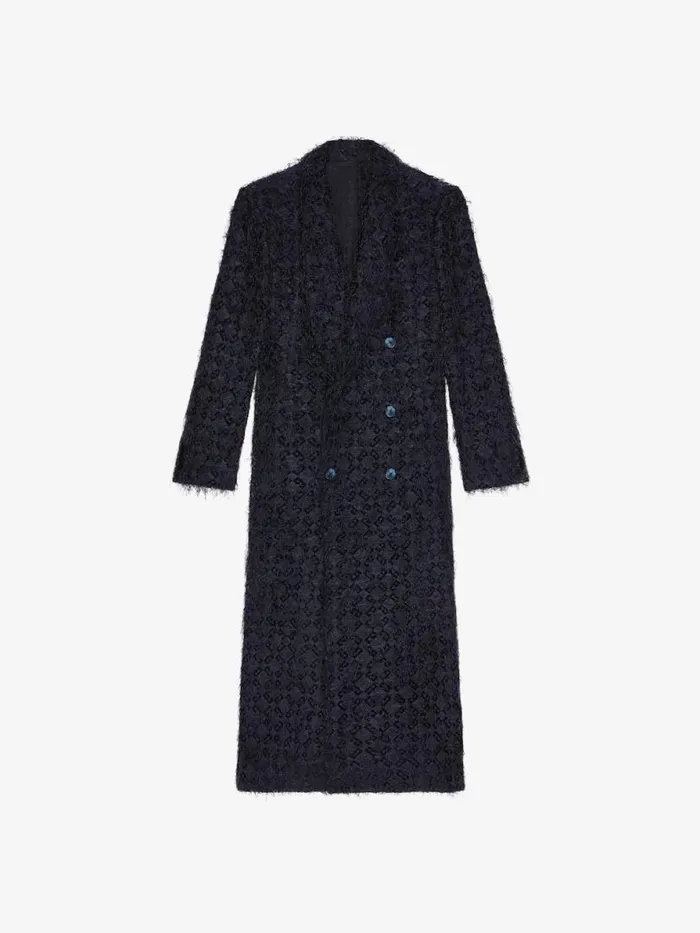 Double Breasted Coat In Monogram 72 Fancy Jacquard Dark Blue Men Givenchy Coats and Jackets