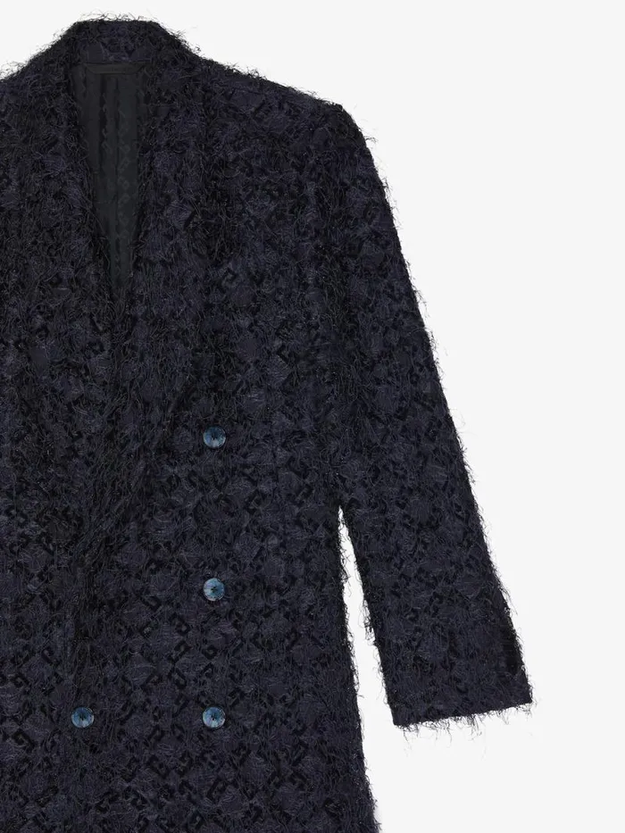 Double Breasted Coat In Monogram 72 Fancy Jacquard Dark Blue Men Givenchy Coats and Jackets