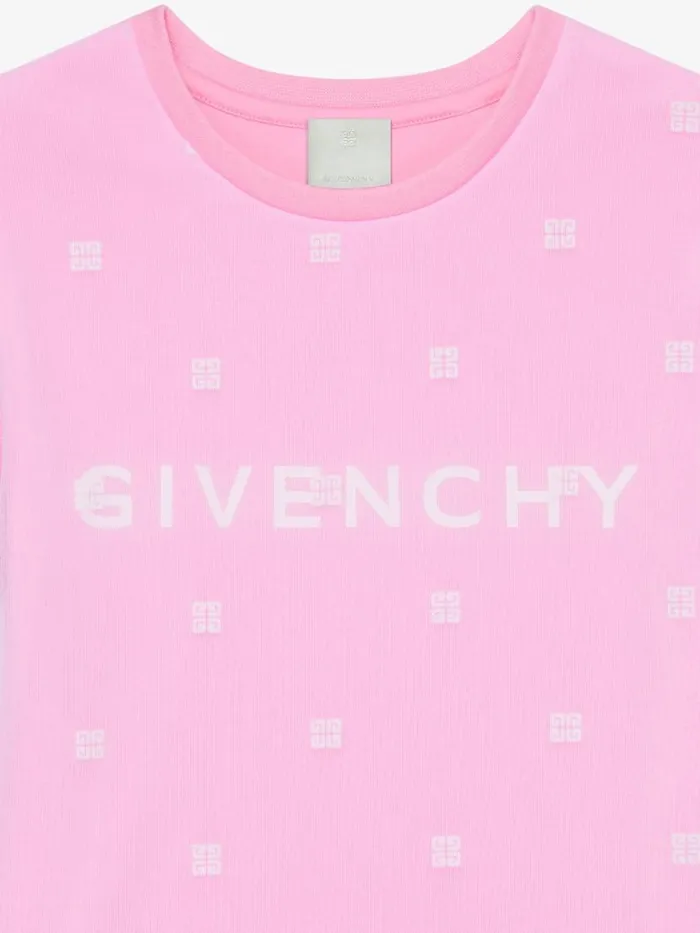 DoubleLayered TShirt In Cotton With 4g Tulle Pink Kids Givenchy