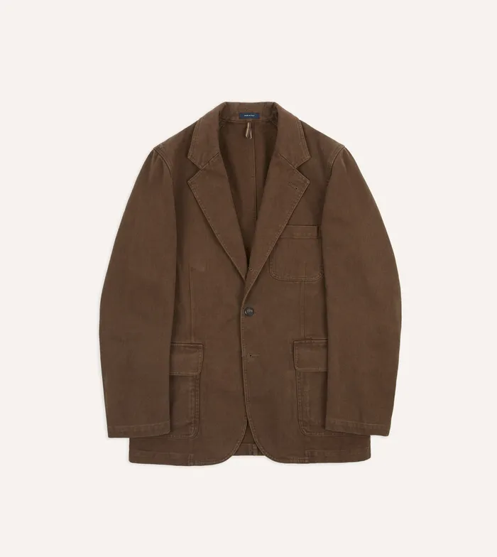 Drake039s Brown Heavy Cotton Twill Games Blazer Mk I Men Blazers