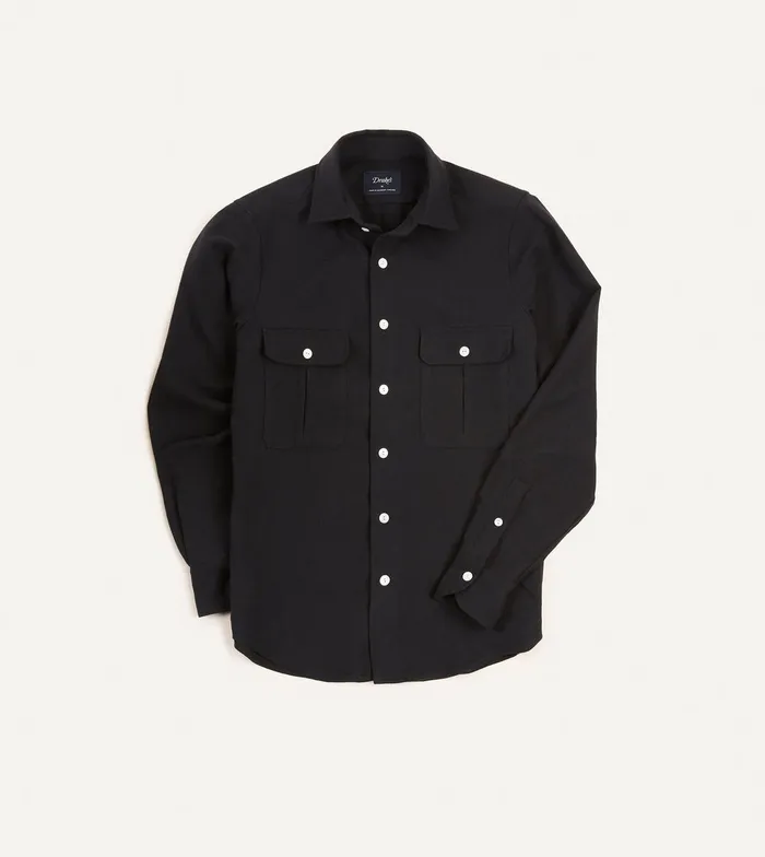 Drake039s Dark Navy Wool TwoPocket Work Shirt Men Work Shirts