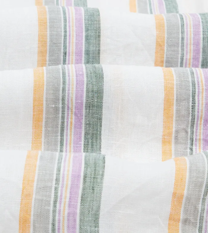 Drake039s Ecru Green And Purple Track Stripe Linen Spread Collar Shirt Men Linen Shirts