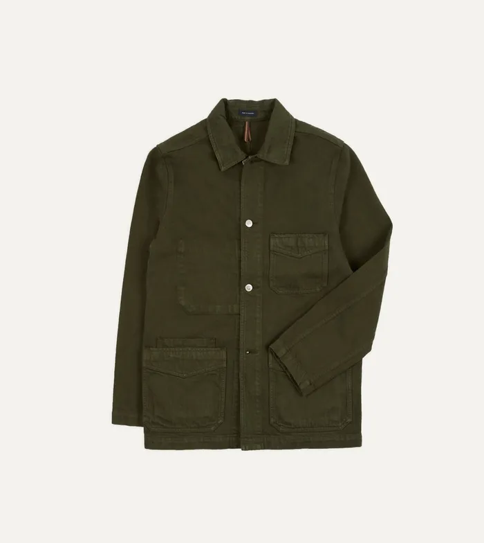 Drake039s Green Heavy Twill Cotton FivePocket Chore Jacket Men Coats and Jackets Drake039s Green Heavy Twill Cotton FivePocket Chore Jacket Men Coats and Jackets