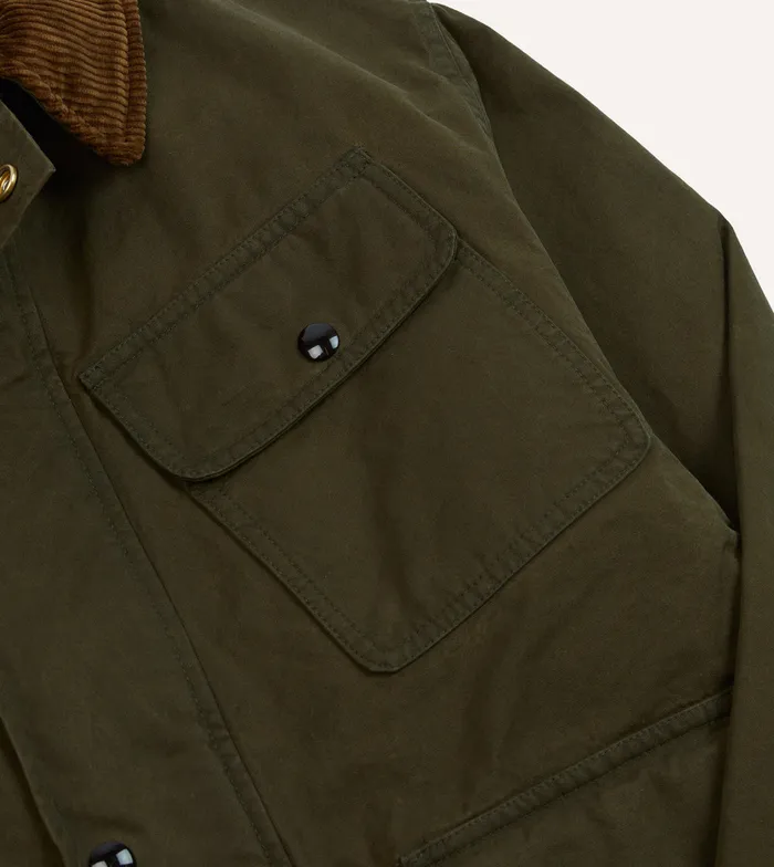 Drake039s Green Waxed Cotton Wader Jacket With Blanket Lining Men Coverall Jackets