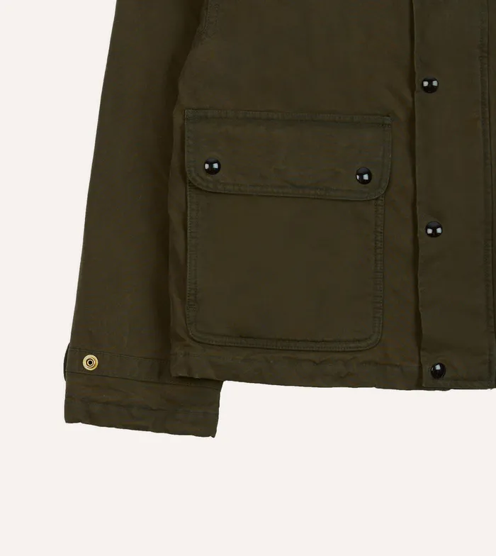 Drake039s Green Waxed Cotton Wader Jacket With Blanket Lining Men Coverall Jackets