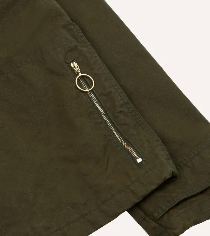 Drake039s Green Waxed Cotton Wader Jacket With Blanket Lining Men Coverall Jackets