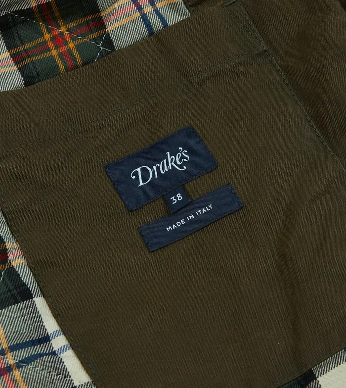 Drake039s Green Waxed Cotton Wader Jacket With Blanket Lining Men Coverall Jackets