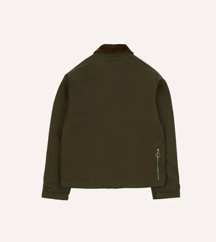 Drake039s Green Waxed Cotton Wader Jacket With Blanket Lining Men Coverall Jackets