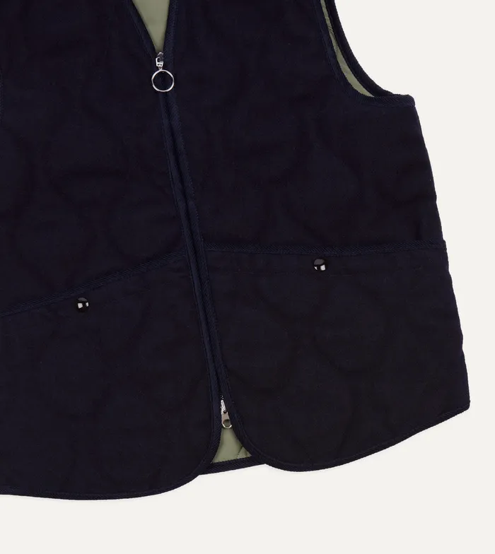 Drake039s Navy Quilted Melton Wool Zip Vest Men Coats and Jackets