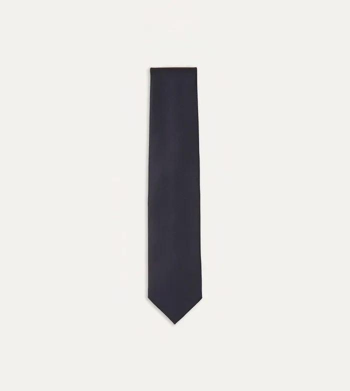Drake039s Navy Silk Twill Tipped Tie Men Plain Ties