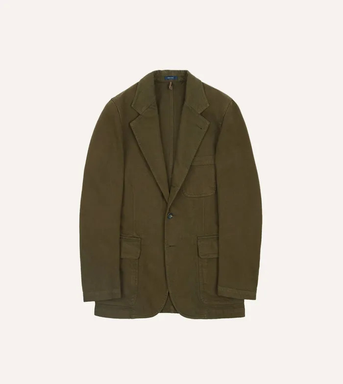 Drake039s Olive Heavy Cotton Twill Games Blazer Mk I Men Blazers