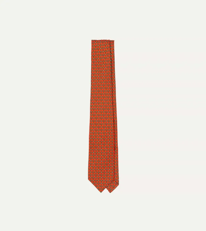 Drake039s Orange Micro Geometric Print Silk Self Tipped Tie Men Patterned Ties