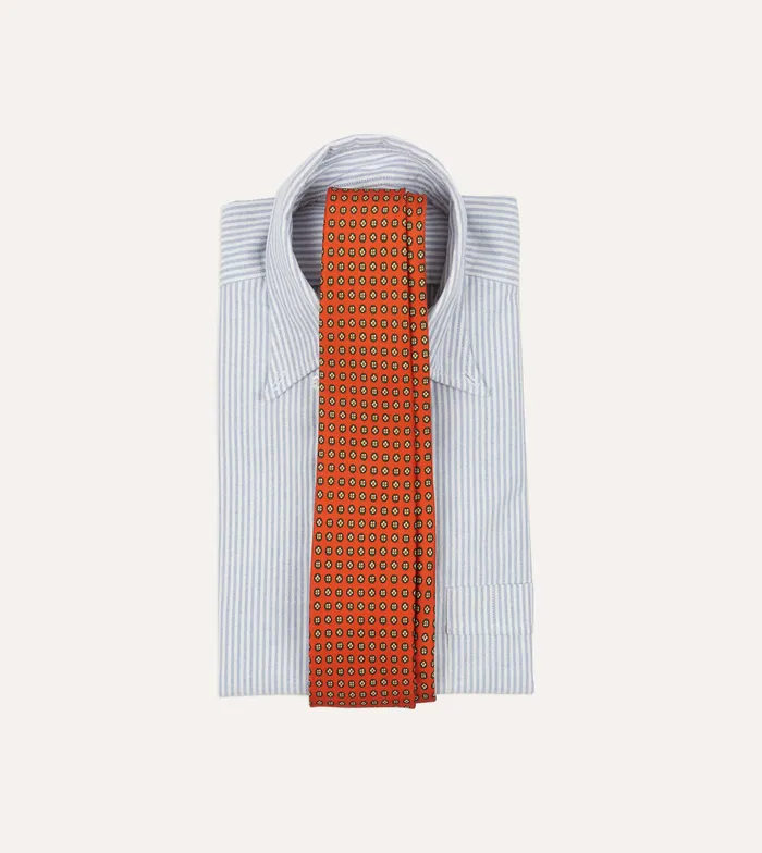 Drake039s Orange Micro Geometric Print Silk Self Tipped Tie Men Patterned Ties