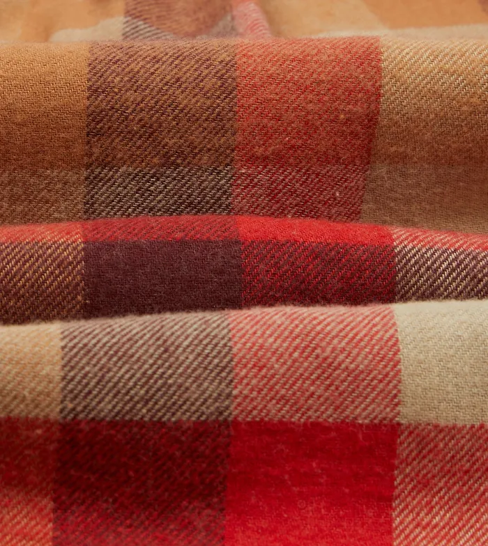 Drake039s Red And Brown Check Brushed Cotton TwoPocket Work Shirt Men Work Shirts
