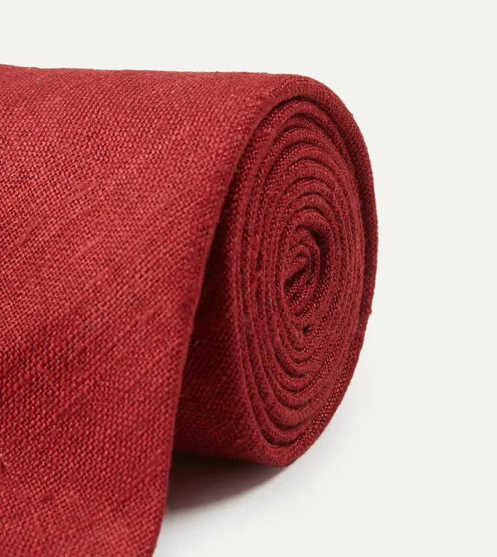 Drake039s Red Tussah Hand Rolled Silk Tie Men Plain Ties