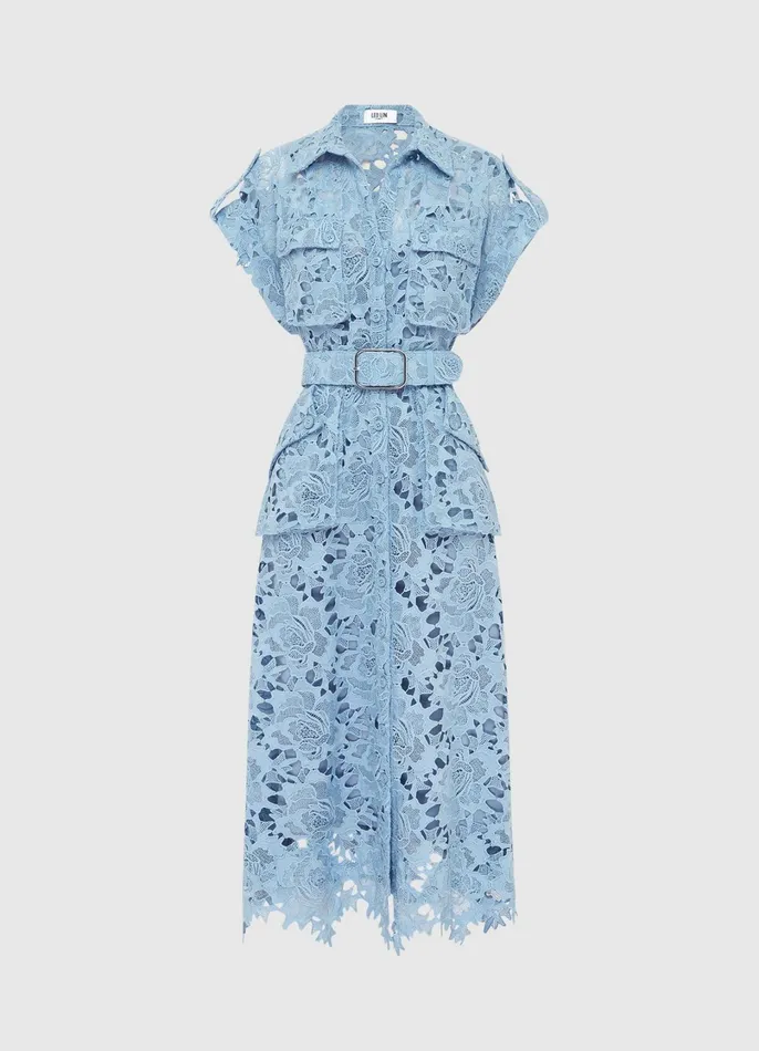 Dresses and Jumpsuits Women LEO LIN Audrey Lace Pocket Shirt Midi Dress 8211 Powder Blue Dresses and Jumpsuits Women LEO LIN Audrey Lace Pocket Shirt Midi Dress 8211 Powder Blue