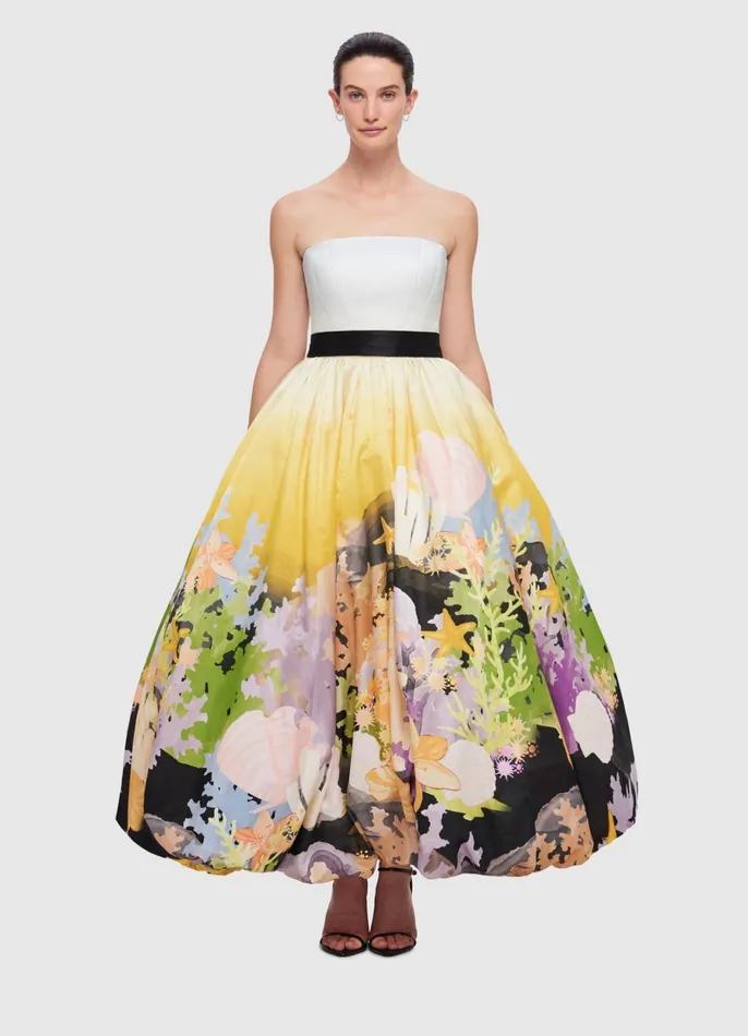 Dresses and Jumpsuits Women LEO LIN Nadia Voluminous Gown 8211 Neptune Print In Seashell