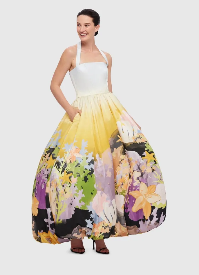 Dresses and Jumpsuits Women LEO LIN Nadia Voluminous Gown 8211 Neptune Print In Seashell