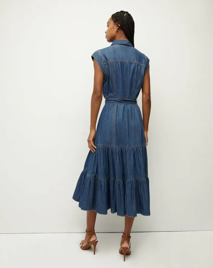Dresses Shop Veronica Beard Arnetta Denim Dress Cornflower