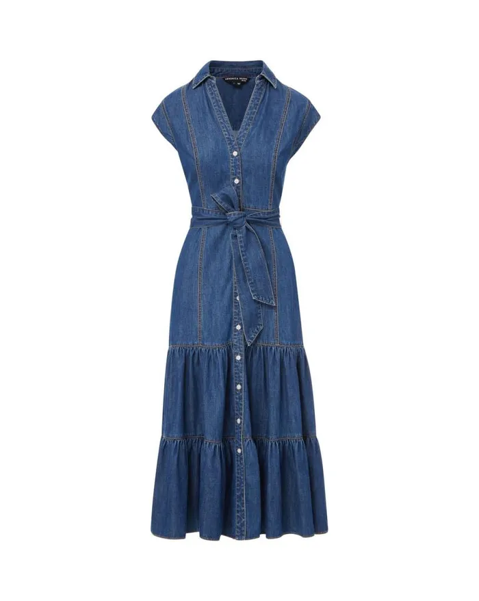 Dresses Shop Veronica Beard Arnetta Denim Dress Cornflower