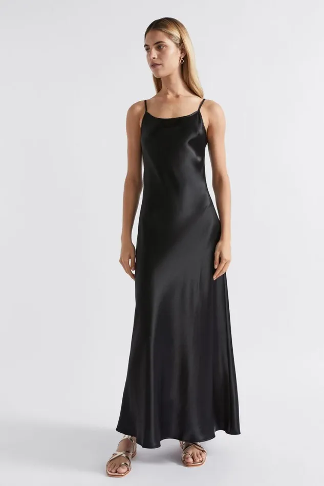 Dresses Woman Seed Heritage Satin Maxi Slip Dress Black