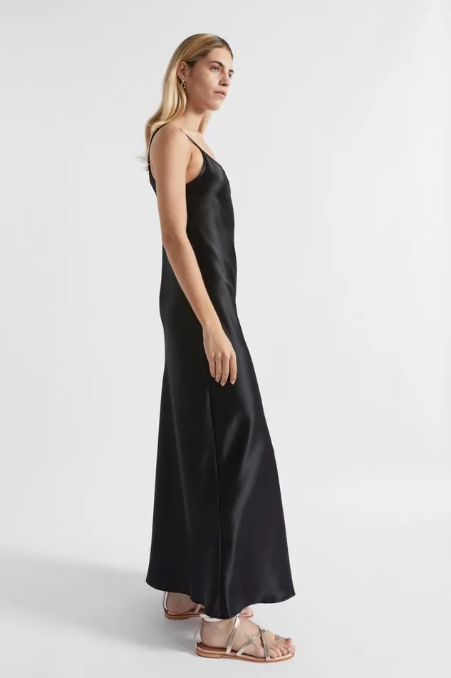 Dresses Woman Seed Heritage Satin Maxi Slip Dress Black