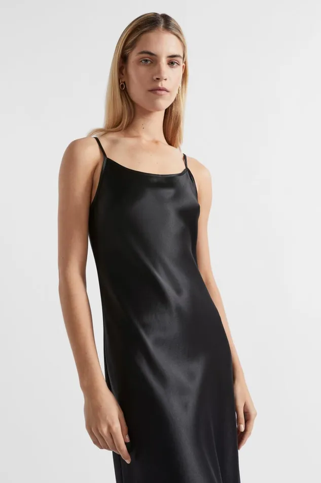 Dresses Woman Seed Heritage Satin Maxi Slip Dress Black