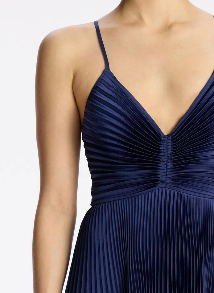 Dresses Women ALC Aries Satin Pleated Dress Riviera Dresses Women ALC Aries Satin Pleated Dress Riviera