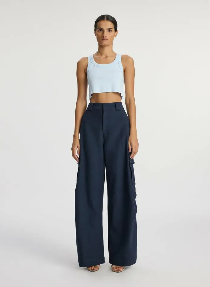Dresses Women ALC Halsey Cropped Cotton Rib Tank Ice Blue Dresses Women ALC Halsey Cropped Cotton Rib Tank Ice Blue