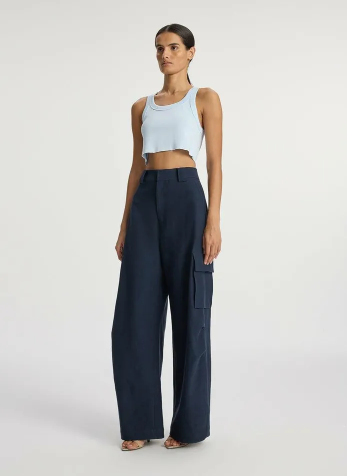 Dresses Women ALC Halsey Cropped Cotton Rib Tank Ice Blue Dresses Women ALC Halsey Cropped Cotton Rib Tank Ice Blue