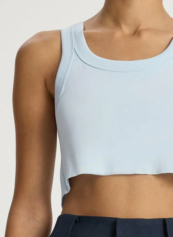 Dresses Women ALC Halsey Cropped Cotton Rib Tank Ice Blue Dresses Women ALC Halsey Cropped Cotton Rib Tank Ice Blue