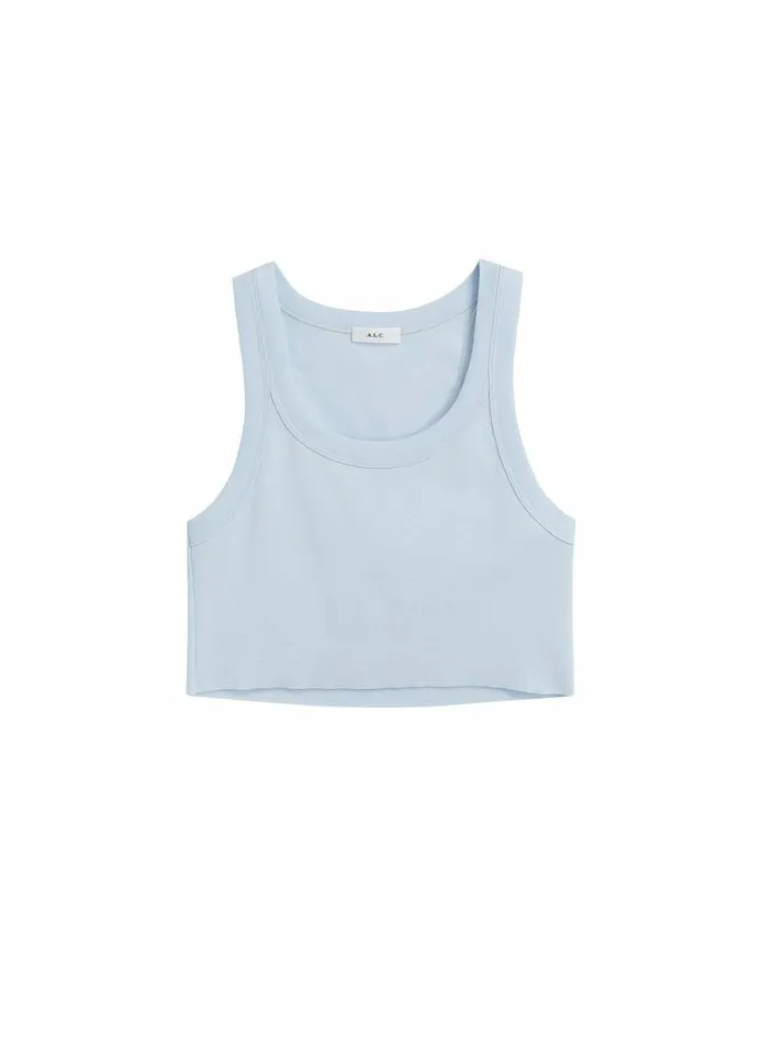 Dresses Women ALC Halsey Cropped Cotton Rib Tank Ice Blue Dresses Women ALC Halsey Cropped Cotton Rib Tank Ice Blue