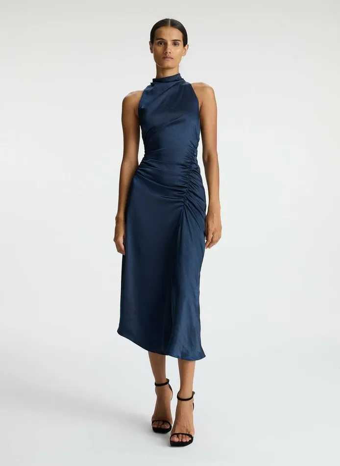 Dresses Women ALC Inez Satin Midi Dress Dark Sapphire
