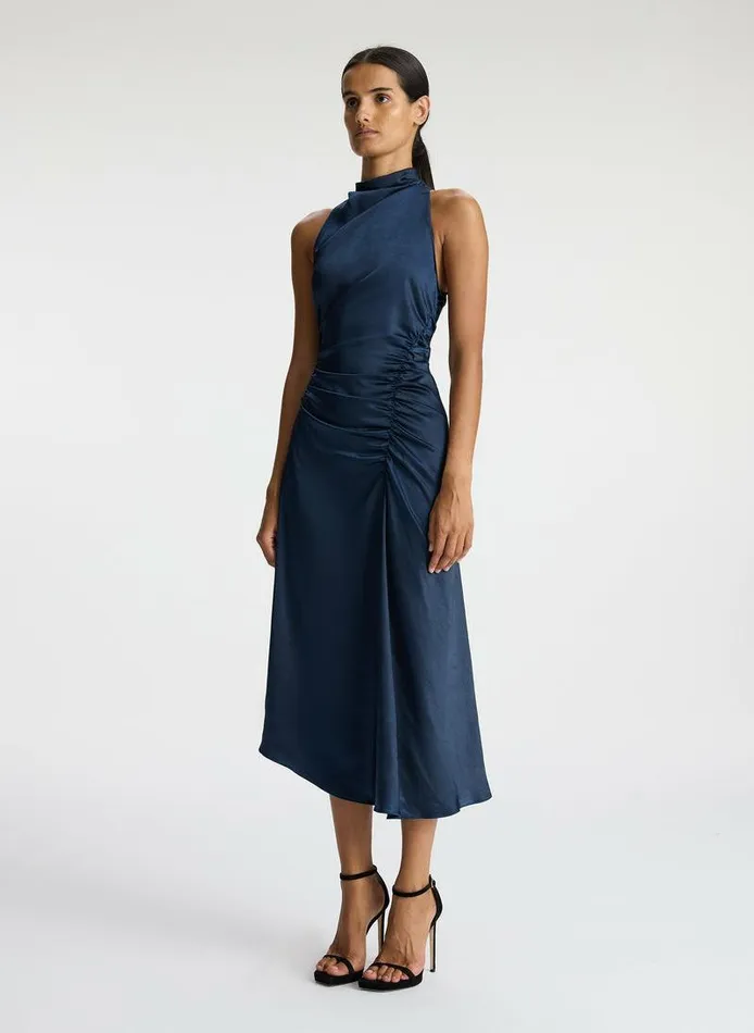 Dresses Women ALC Inez Satin Midi Dress Dark Sapphire Dresses Women ALC Inez Satin Midi Dress Dark Sapphire