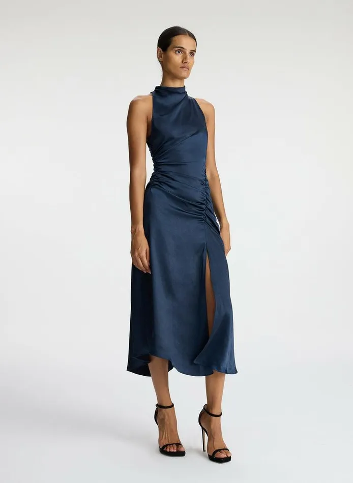 Dresses Women ALC Inez Satin Midi Dress Dark Sapphire Dresses Women ALC Inez Satin Midi Dress Dark Sapphire