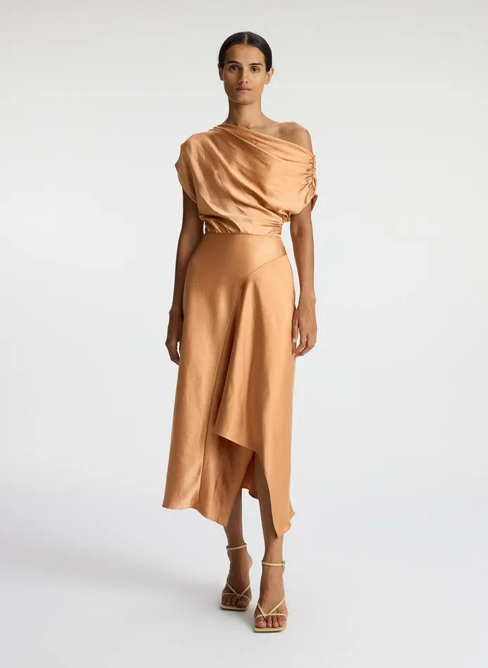 Dresses Women ALC Jasmine Satin Midi Dress Sandstone
