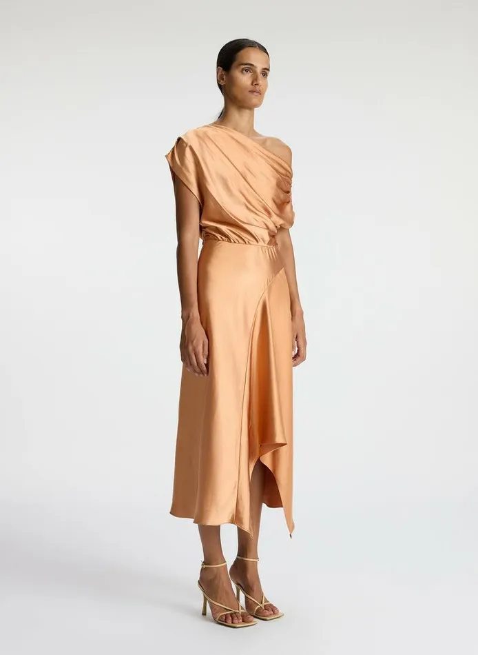 Dresses Women ALC Jasmine Satin Midi Dress Sandstone Dresses Women ALC Jasmine Satin Midi Dress Sandstone