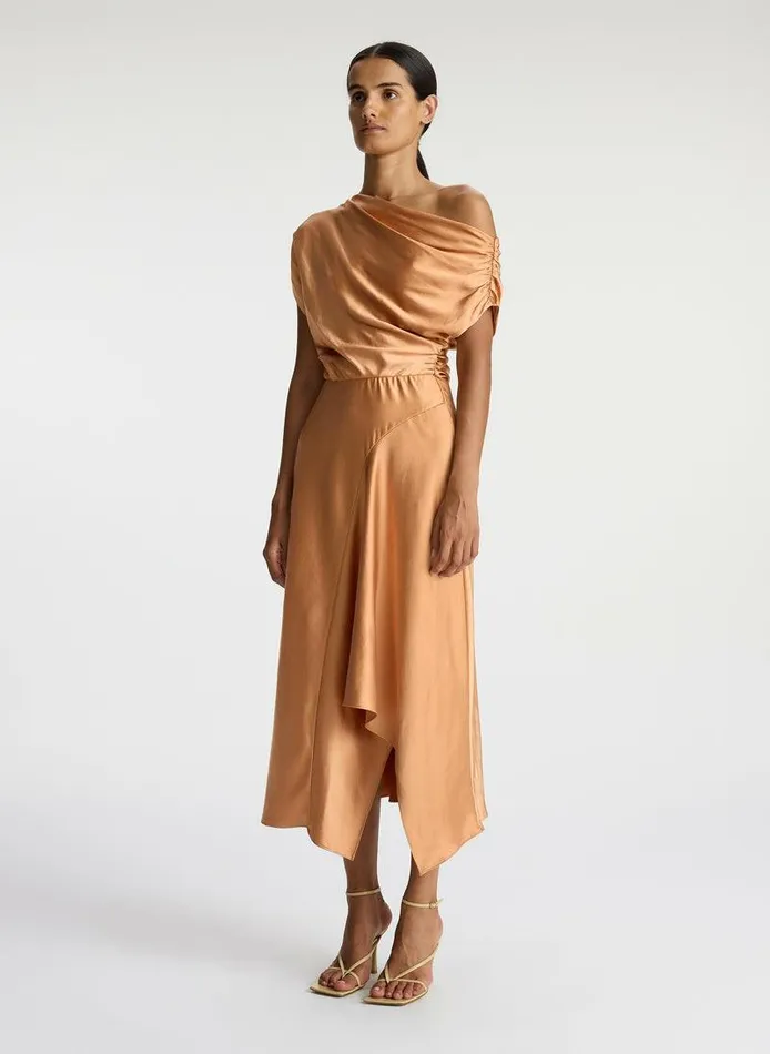 Dresses Women ALC Jasmine Satin Midi Dress Sandstone Dresses Women ALC Jasmine Satin Midi Dress Sandstone