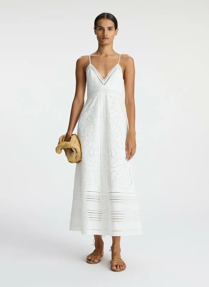 Dresses Women ALC Josie Embroidered Linen Midi Dress White