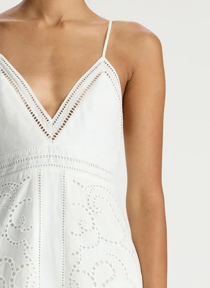 Dresses Women ALC Josie Embroidered Linen Midi Dress White Dresses Women ALC Josie Embroidered Linen Midi Dress White