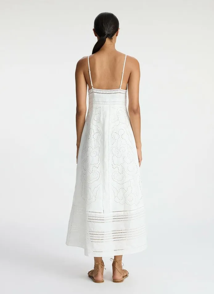Dresses Women ALC Josie Embroidered Linen Midi Dress White Dresses Women ALC Josie Embroidered Linen Midi Dress White
