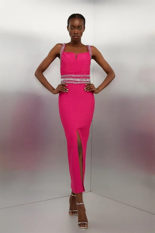 Dresses Women Karen Millen Bandage Figure Form Knit Embellished Maxi Dress Fuchsia Dresses Women Karen Millen Bandage Figure Form Knit Embellished Maxi Dress Fuchsia