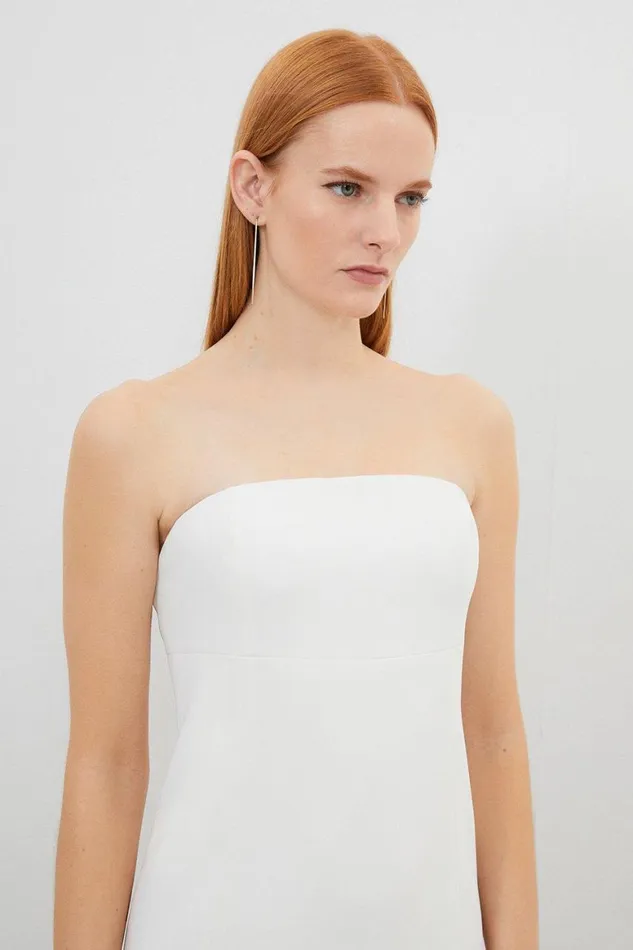 Dresses Women Karen Millen Compact Stretch Viscose Tailored Caped Mini Dress Ivory