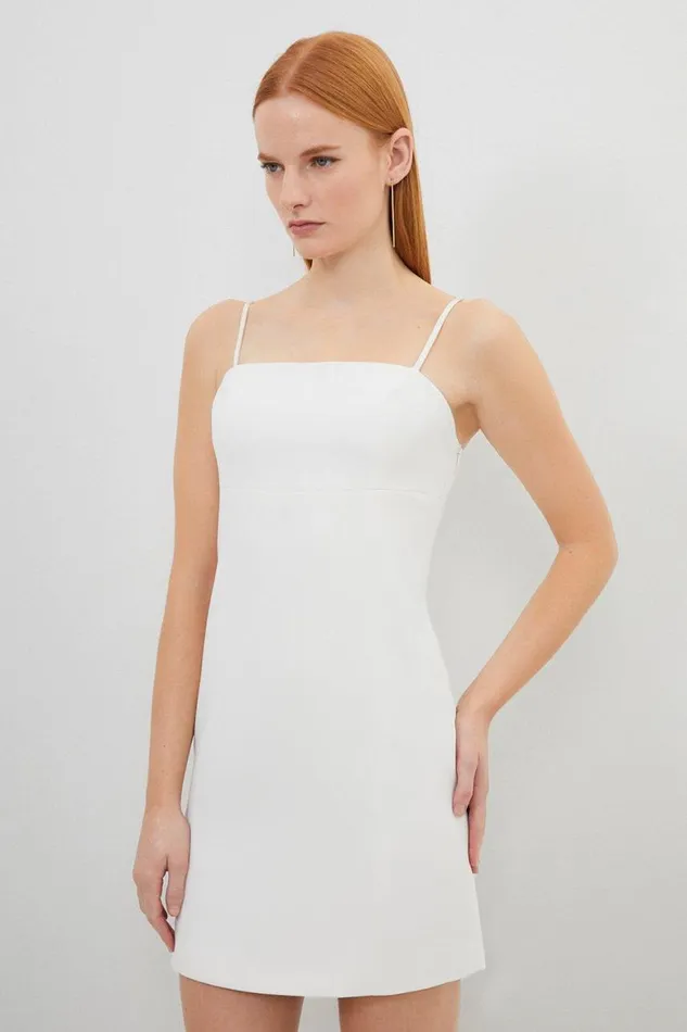 Dresses Women Karen Millen Compact Stretch Viscose Tailored Caped Mini Dress Ivory