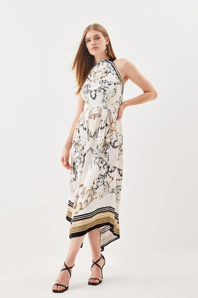 Dresses Women Karen Millen Crepe Halter Strappy Midi Dress Multi