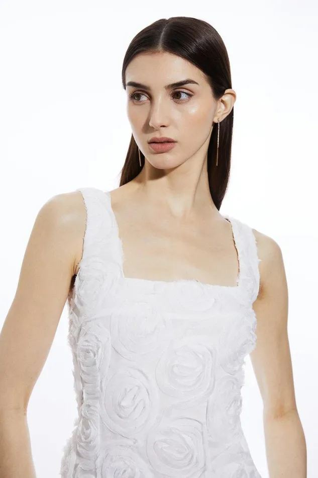 Dresses Women Karen Millen Crinkle Rosette Woven Strappy Mini Dress Ivory