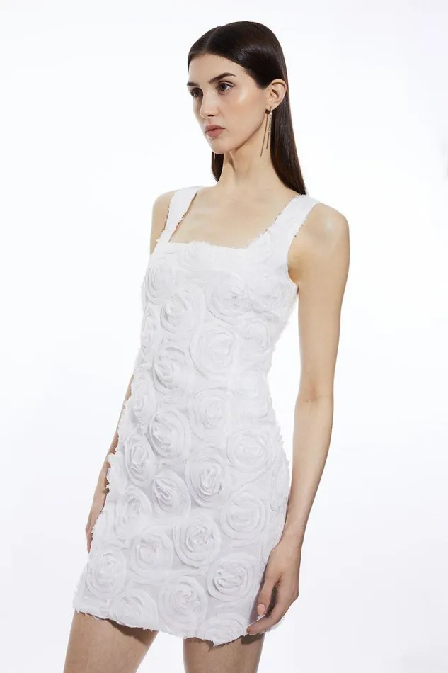 Dresses Women Karen Millen Crinkle Rosette Woven Strappy Mini Dress Ivory